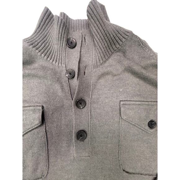 Haggar Gray Mock Neck Button Sweater XL Men’s Rib Knit Long Sleeve Pullover - Picture 6 of 16